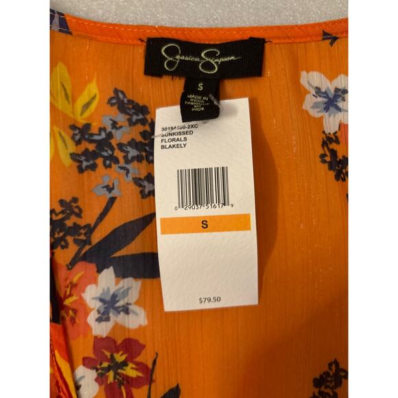 Jessica Simpson Sunkissed Florals Blakely Orange Duster Kimono S Resortwear Boho - Picture 10 of 10